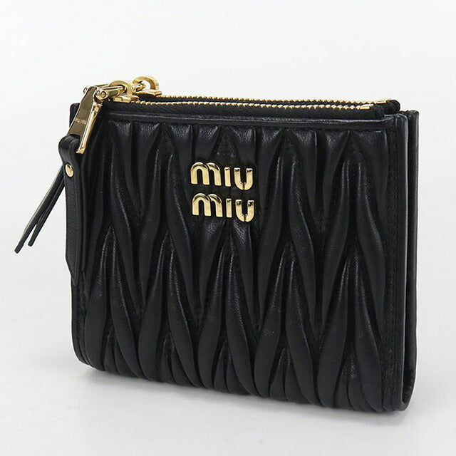 中古 ミュウミュウ 二つ折り財布 二折財布 レディース ブランド MIUMIU マテラッセ 5ML024 ブラック 財布 USDMI107201011