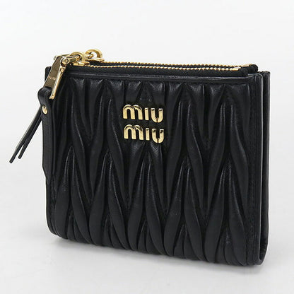 中古 ミュウミュウ 二つ折り財布 二折財布 レディース ブランド MIUMIU マテラッセ 5ML024 ブラック 財布 USDMI107201011