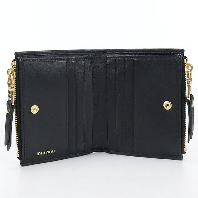 中古 ミュウミュウ 二つ折り財布 二折財布 レディース ブランド MIUMIU マテラッセ 5ML024 ブラック 財布 USDMI107201011