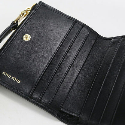 中古 ミュウミュウ 二つ折り財布 二折財布 レディース ブランド MIUMIU マテラッセ 5ML024 ブラック 財布 USDMI107201011