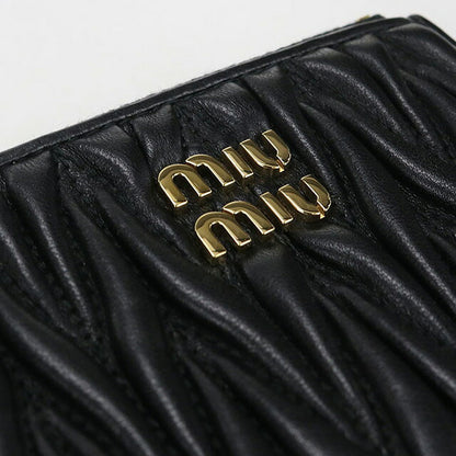 中古 ミュウミュウ 二つ折り財布 二折財布 レディース ブランド MIUMIU マテラッセ 5ML024 ブラック 財布 USDMI107201011