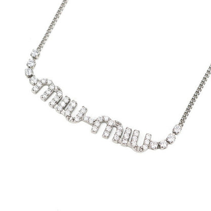 中古 ミュウミュウ ネックレス レディース ブランド MIUMIU クリスタル付きメタル シルバー ジュエリー・アクセサリー USDMI108221011