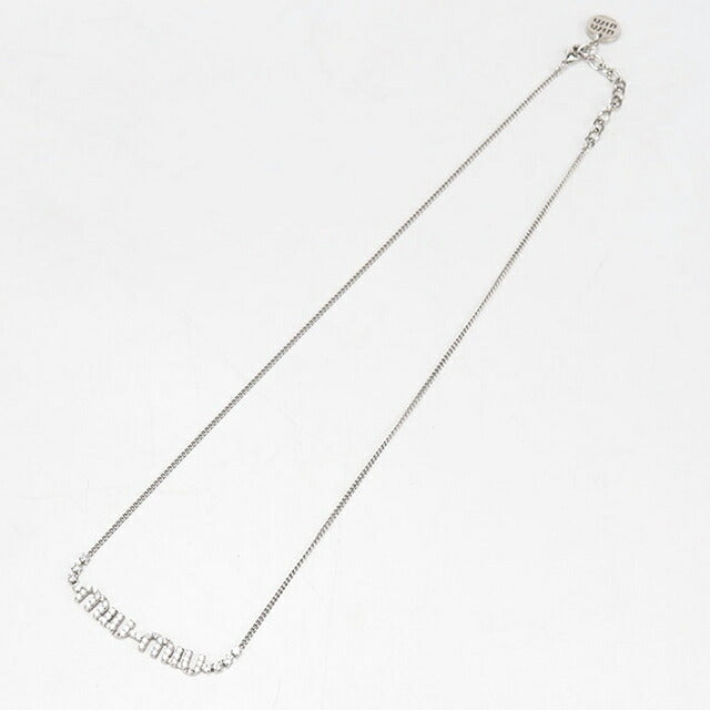 中古 ミュウミュウ ネックレス レディース ブランド MIUMIU クリスタル付きメタル シルバー ジュエリー・アクセサリー USDMI108221011