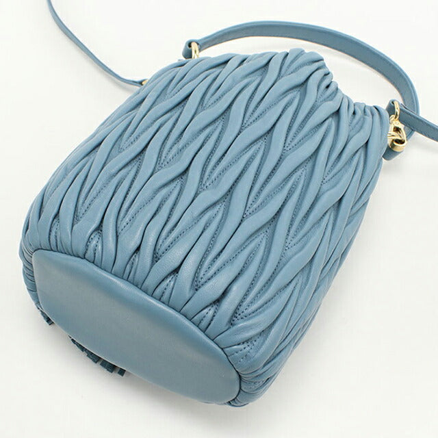 中古 ミュウミュウ ショルダーバッグ レディース ブランド MIUMIU マトラッセ 2WAY バケットバッグ 5BE084 ブルー USDMI109397011