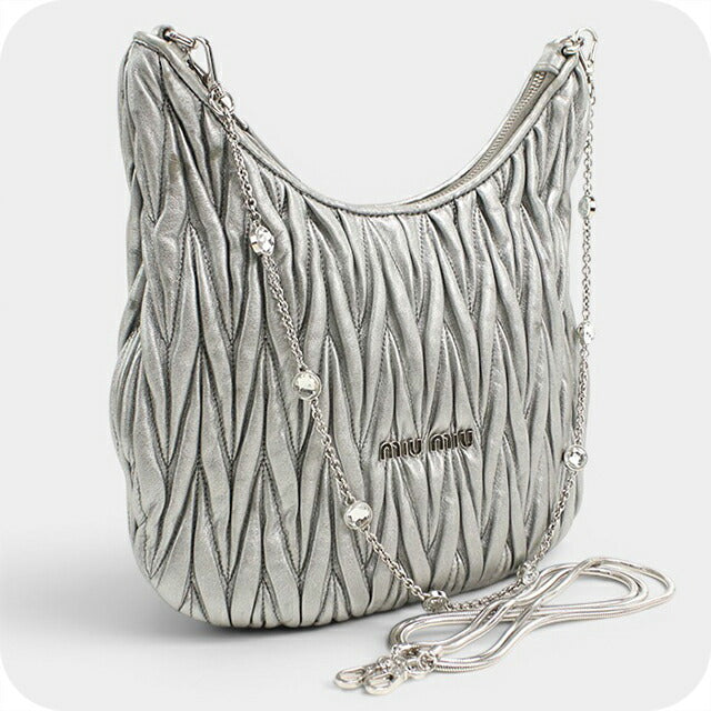 中古 ミュウミュウ ショルダーバッグ レディース ブランド MIUMIU チェーンバッグ レザー シルバー USDMI109451011