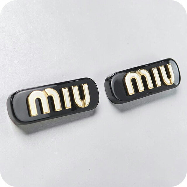 中古 ミュウミュウ バレッタ レディース ブランド MIUMIU 2個セット エナメルメタル ヘアクリップ 5IF072 ブラック ヘアアクセサリー USDMI109873011