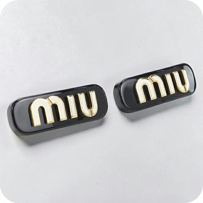中古 ミュウミュウ バレッタ レディース ブランド MIUMIU 2個セット エナメルメタル ヘアクリップ 5IF072 ブラック ヘアアクセサリー USDMI109873011