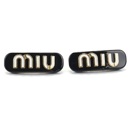 中古 ミュウミュウ バレッタ レディース ブランド MIUMIU 2個セット エナメルメタル ヘアクリップ 5IF072 ブラック ヘアアクセサリー USDMI109873011