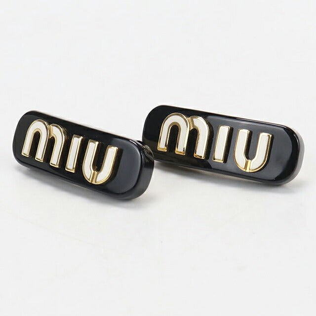 中古 ミュウミュウ バレッタ レディース ブランド MIUMIU 2個セット エナメルメタル ヘアクリップ 5IF072 ブラック ヘアアクセサリー USDMI109873011