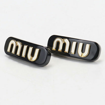 中古 ミュウミュウ バレッタ レディース ブランド MIUMIU 2個セット エナメルメタル ヘアクリップ 5IF072 ブラック ヘアアクセサリー USDMI109873011