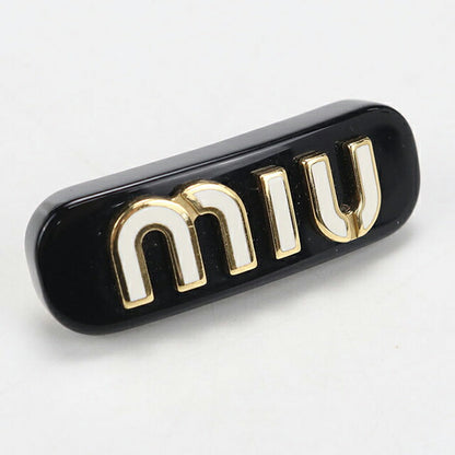 中古 ミュウミュウ バレッタ レディース ブランド MIUMIU 2個セット エナメルメタル ヘアクリップ 5IF072 ブラック ヘアアクセサリー USDMI109873011