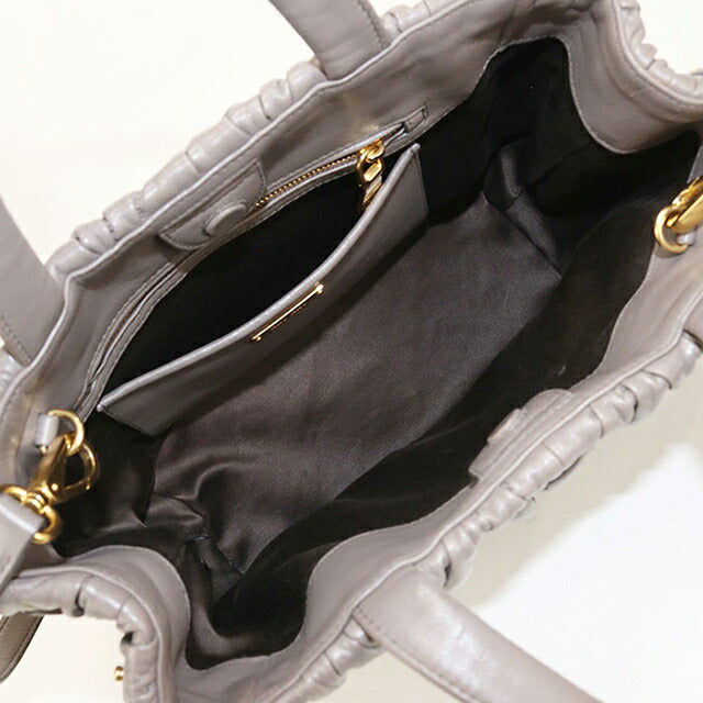 中古 ミュウミュウ トートバッグ レディース ブランド MIUMIU マテラッセ 2WAY 5BG061 N88 F0572 グレー USDMI112525011