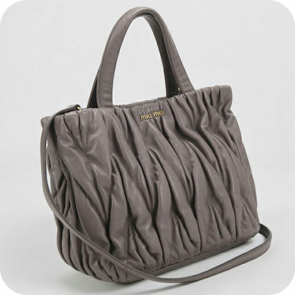 中古 ミュウミュウ トートバッグ レディース ブランド MIUMIU マテラッセ 2WAY 5BG061 N88 F0572 グレー USDMI112525011