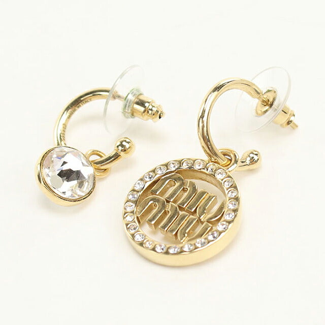中古 ミュウミュウ ピアス レディース ブランド MIUMIU ラインストーン ゴールド アクセサリー USDMI112902011