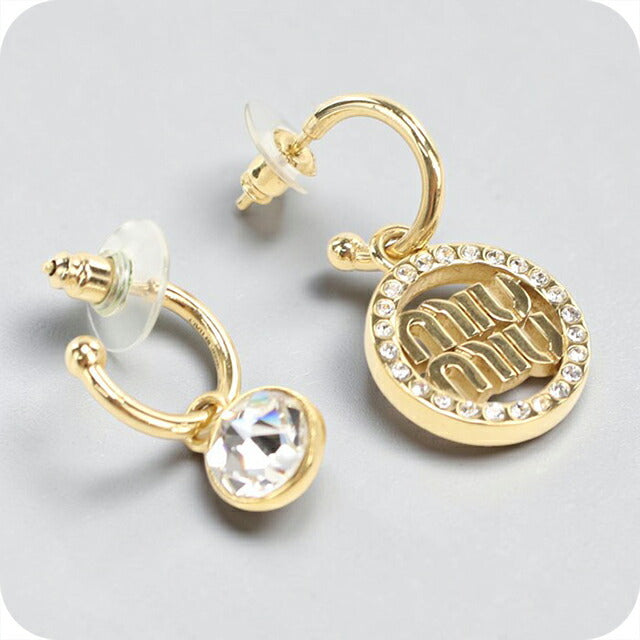 中古 ミュウミュウ ピアス レディース ブランド MIUMIU ラインストーン ゴールド アクセサリー USDMI112902011