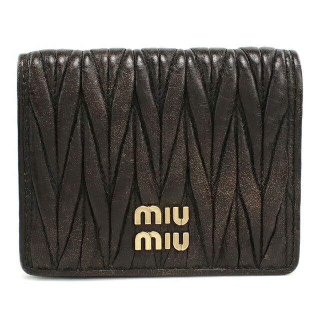 中古 ミュウミュウ 二つ折り財布 二折財布 レディース ブランド MIUMIU マテラッセ レザー 折り財布 5MV204 ブラック USDMI112966011