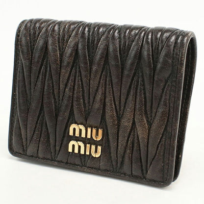 中古 ミュウミュウ 二つ折り財布 二折財布 レディース ブランド MIUMIU マテラッセ レザー 折り財布 5MV204 ブラック USDMI112966011