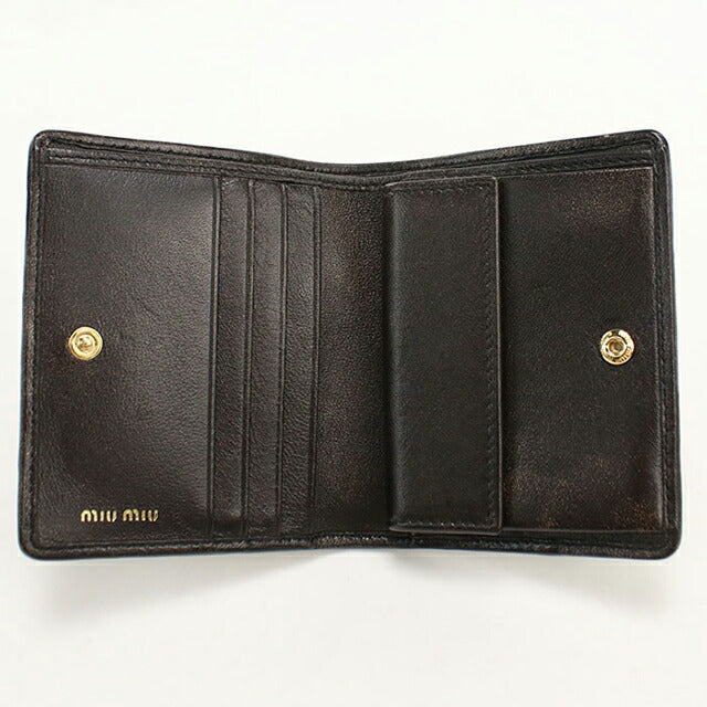 中古 ミュウミュウ 二つ折り財布 二折財布 レディース ブランド MIUMIU マテラッセ レザー 折り財布 5MV204 ブラック USDMI112966011