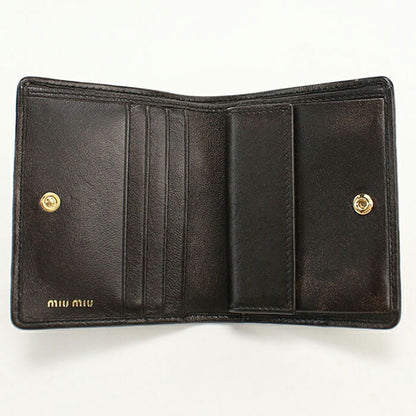 中古 ミュウミュウ 二つ折り財布 二折財布 レディース ブランド MIUMIU マテラッセ レザー 折り財布 5MV204 ブラック USDMI112966011