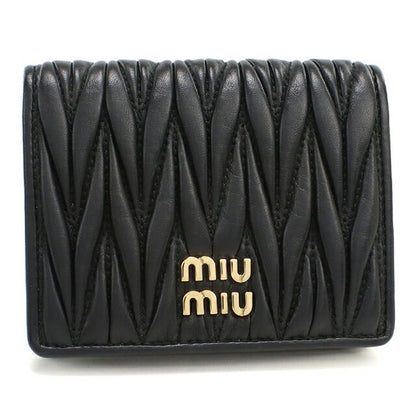 中古 ミュウミュウ 二つ折り財布 二折財布 レディース ブランド MIUMIU マテラッセ 5MV204 ブラック USDMI113164011