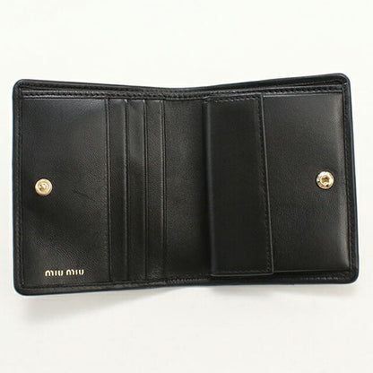 中古 ミュウミュウ 二つ折り財布 二折財布 レディース ブランド MIUMIU マテラッセ 5MV204 ブラック USDMI113164011