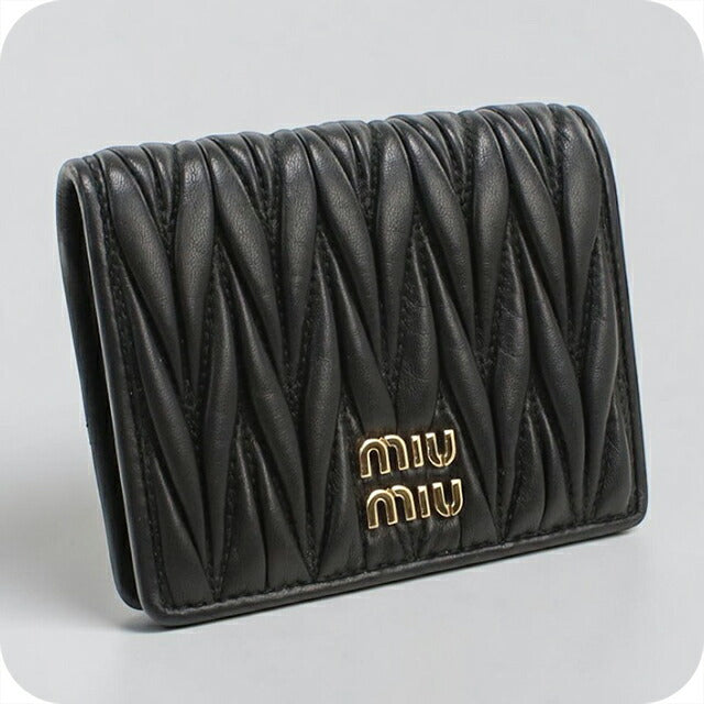 中古 ミュウミュウ 二つ折り財布 二折財布 レディース ブランド MIUMIU マテラッセ 5MV204 ブラック USDMI113164011