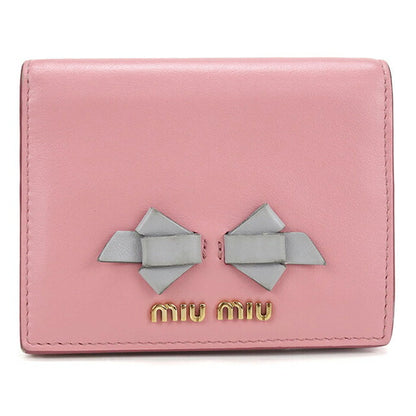 中古 ミュウミュウ 二つ折り財布 二折財布 レディース ブランド MIUMIU レザー 5MV204 ピンク USDMI114539011
