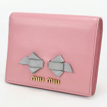 中古 ミュウミュウ 二つ折り財布 二折財布 レディース ブランド MIUMIU レザー 5MV204 ピンク USDMI114539011