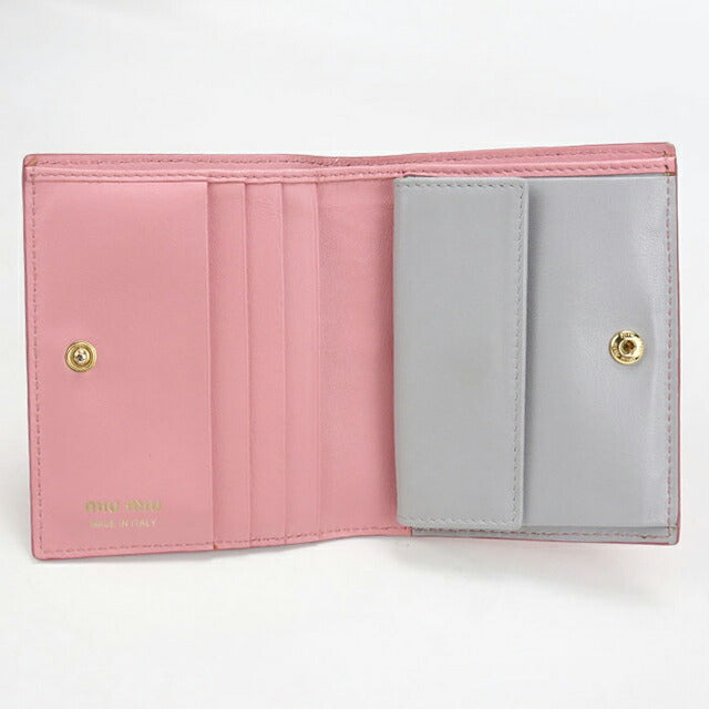 中古 ミュウミュウ 二つ折り財布 二折財布 レディース ブランド MIUMIU レザー 5MV204 ピンク USDMI114539011