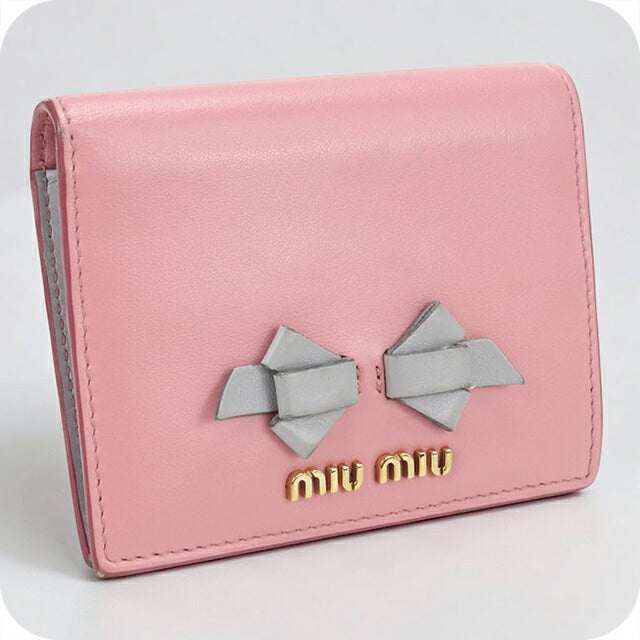 中古 ミュウミュウ 二つ折り財布 二折財布 レディース ブランド MIUMIU レザー 5MV204 ピンク USDMI114539011