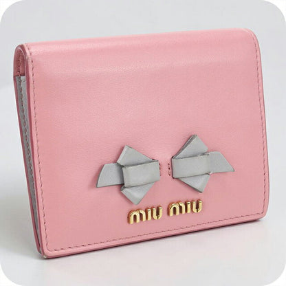 中古 ミュウミュウ 二つ折り財布 二折財布 レディース ブランド MIUMIU レザー 5MV204 ピンク USDMI114539011