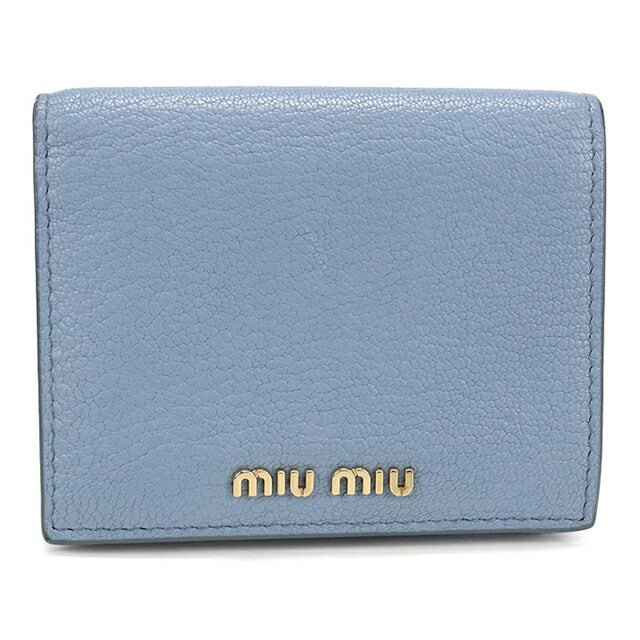 中古 ミュウミュウ 二つ折り財布 二折財布 レディース ブランド MIUMIU 5MV204 ブルー USDMI114540011