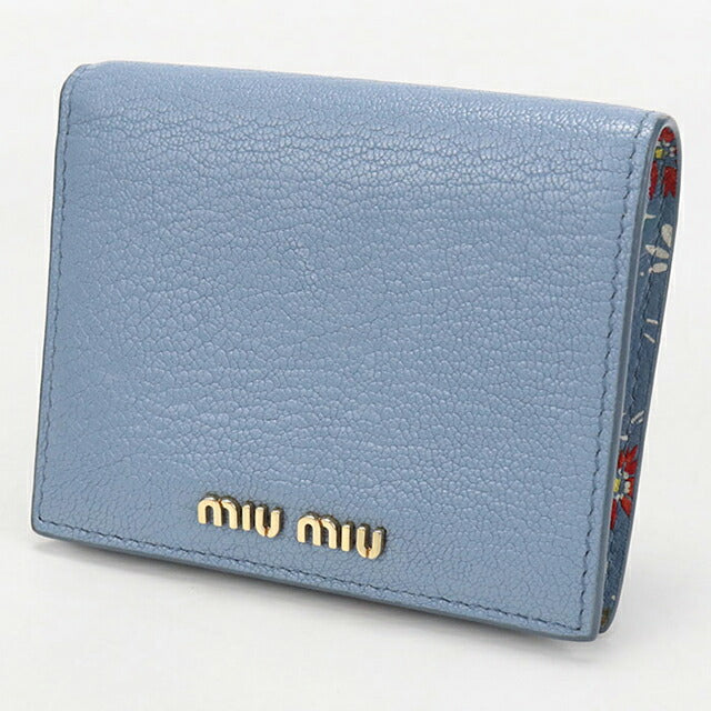 中古 ミュウミュウ 二つ折り財布 二折財布 レディース ブランド MIUMIU 5MV204 ブルー USDMI114540011