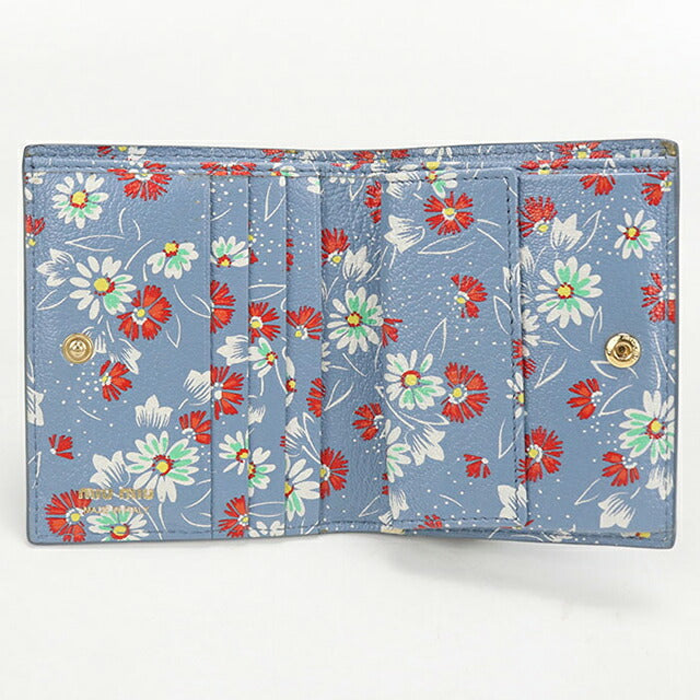 中古 ミュウミュウ 二つ折り財布 二折財布 レディース ブランド MIUMIU 5MV204 ブルー USDMI114540011
