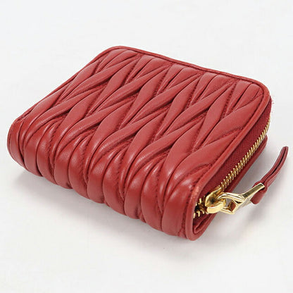 中古 ミュウミュウ 二つ折り財布 二折財布 レディース ブランド MIUMIU マテラッセ コンパクトジップウォレット レッド USDMI114589011