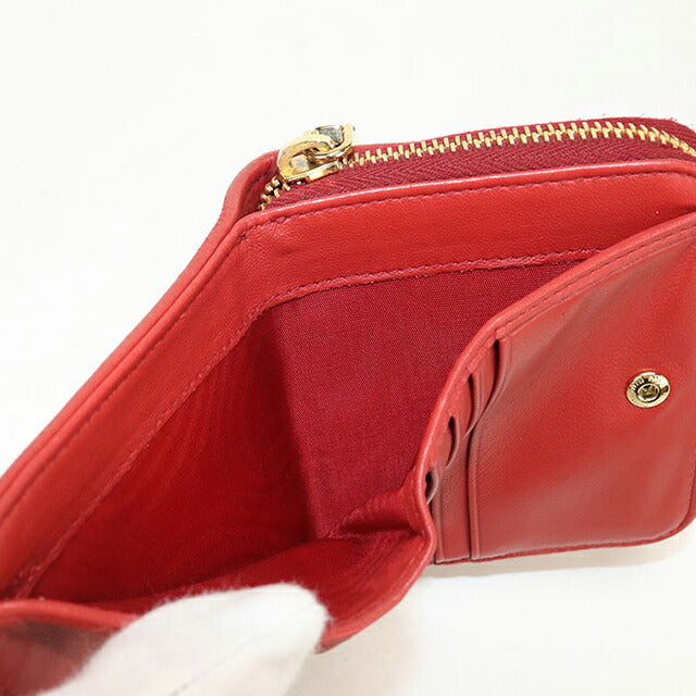 中古 ミュウミュウ 二つ折り財布 二折財布 レディース ブランド MIUMIU マテラッセ コンパクトジップウォレット レッド USDMI114589011