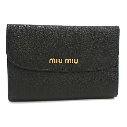 中古 ミュウミュウ 三つ折り財布 三折財布 コンパクト レディース ブランド MIUMIU レザー 5MＬ014 ブラック USDMI114849011