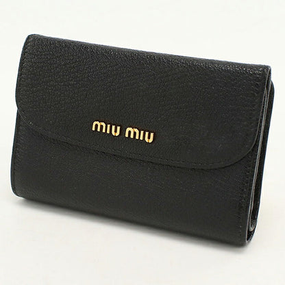 中古 ミュウミュウ 三つ折り財布 三折財布 コンパクト レディース ブランド MIUMIU レザー 5MＬ014 ブラック USDMI114849011