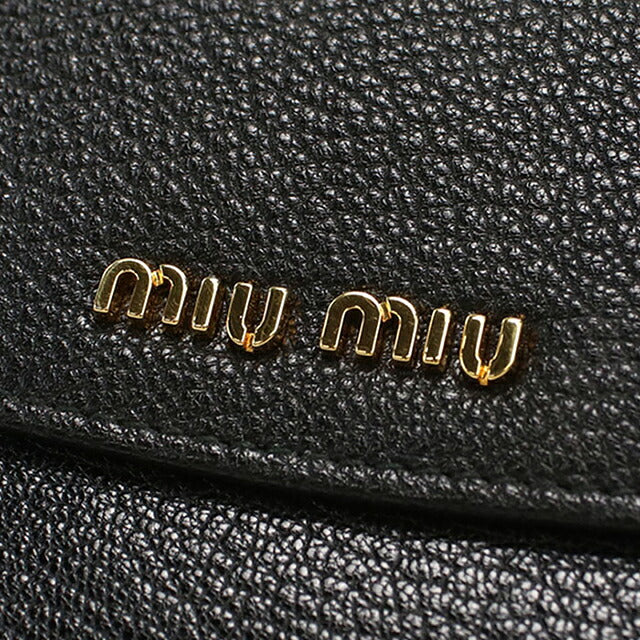 中古 ミュウミュウ 三つ折り財布 三折財布 コンパクト レディース ブランド MIUMIU レザー 5MＬ014 ブラック USDMI114849011