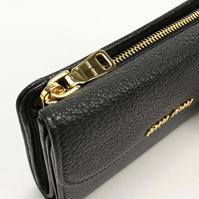 中古 ミュウミュウ 三つ折り財布 三折財布 コンパクト レディース ブランド MIUMIU レザー 5MＬ014 ブラック USDMI114849011