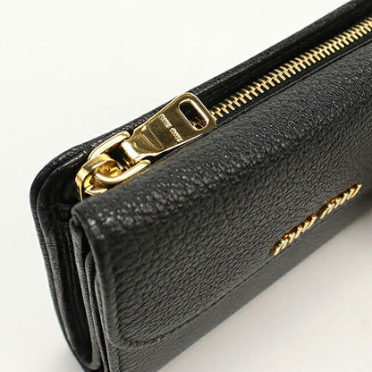 中古 ミュウミュウ 三つ折り財布 三折財布 コンパクト レディース ブランド MIUMIU レザー 5MＬ014 ブラック USDMI114849011