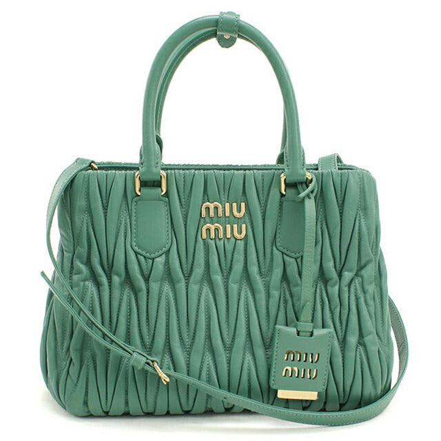 中古 ミュウミュウ トートバッグ レディース ブランド MIUMIU マテラッセ 2WAY グリーン USDMI115200011