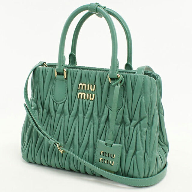 中古 ミュウミュウ トートバッグ レディース ブランド MIUMIU マテラッセ 2WAY グリーン USDMI115200011