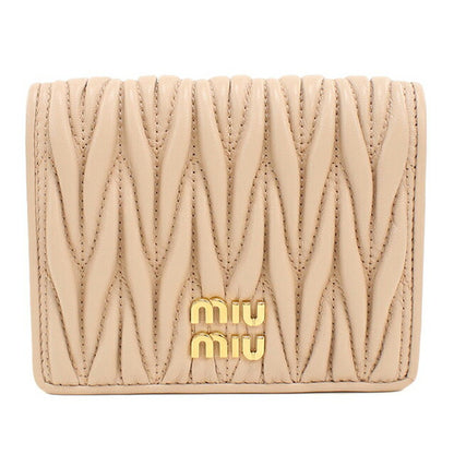 中古 ミュウミュウ 二つ折り財布 二折財布 レディース ブランド MIUMIU マテラッセ レザー 折り財布 5MV204 ピンク USDMI115284011