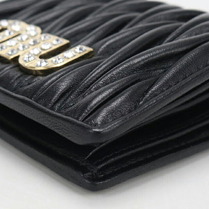 中古 ミュウミュウ 二つ折り財布 二折財布 レディース ブランド MIUMIU マテラッセ レザー 折財布 ブラック USDMI115427011