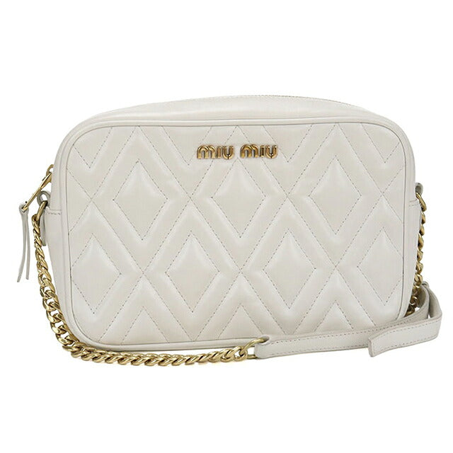 中古 ミュウミュウ ショルダーバッグ レディース ブランド MIUMIU チェーンショルダーバッグ レザー MI115965 ホワイト USDMI115965011
