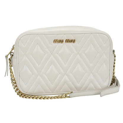 中古 ミュウミュウ ショルダーバッグ レディース ブランド MIUMIU チェーンショルダーバッグ レザー MI115965 ホワイト USDMI115965011