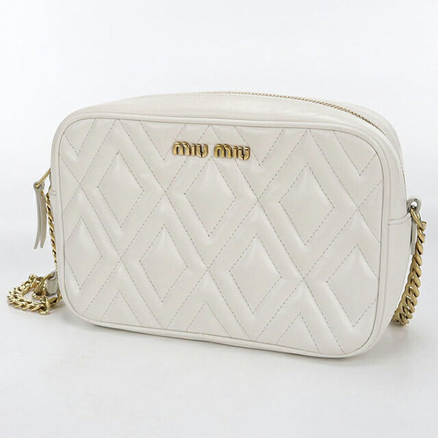 中古 ミュウミュウ ショルダーバッグ レディース ブランド MIUMIU チェーンショルダーバッグ レザー MI115965 ホワイト USDMI115965011