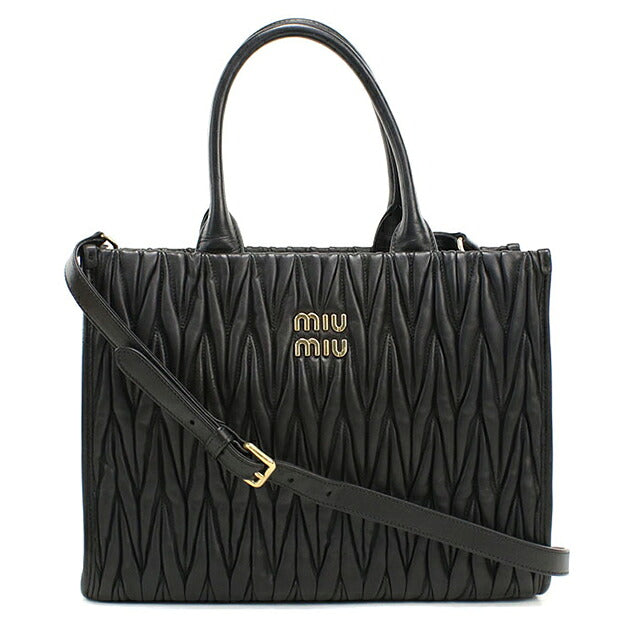 中古 ミュウミュウ トートバッグ レディース ブランド MIUMIU マテラッセ 2WAY ブラック USDMI116499011