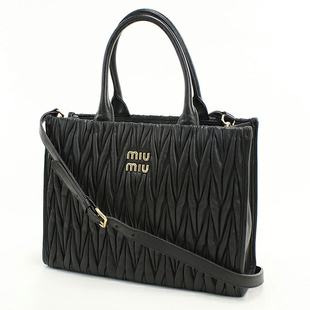 中古 ミュウミュウ トートバッグ レディース ブランド MIUMIU マテラッセ 2WAY ブラック USDMI116499011